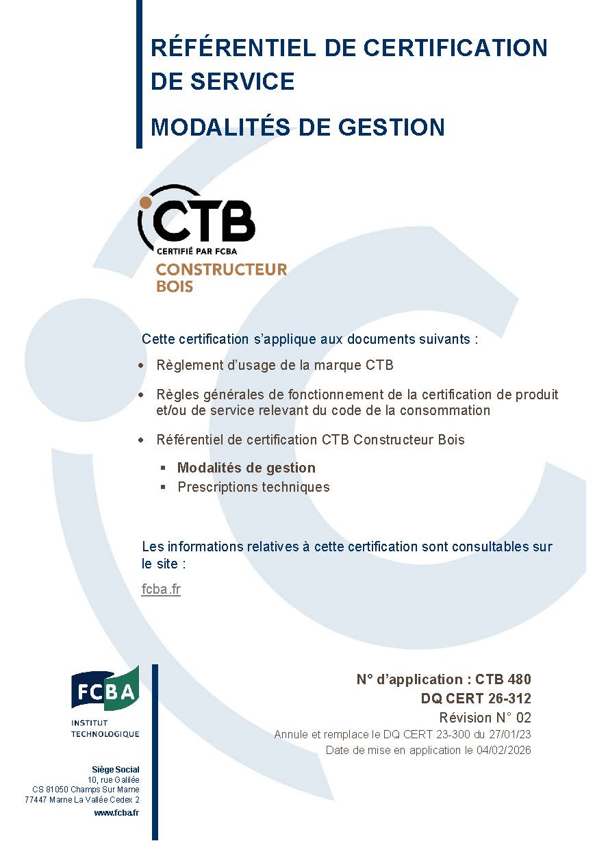 Référentiel de certification CTB Constructeur Bois Modalités de gestion